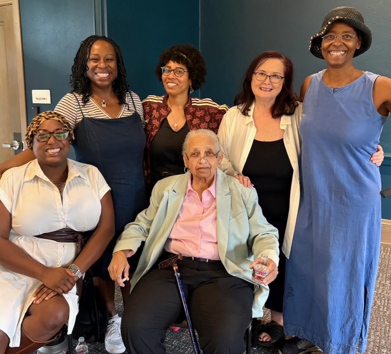 L-R clockwise: (seated)Shani Harris-Bagwell, Shareen Jacobs, Sherita Trent, Dmae Lo Roberts, Leslie Gregory and Kathleen Saadat (seated). Photo: Richard Jensen.